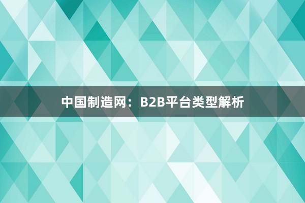 中国制造网：B2B平台类型解析